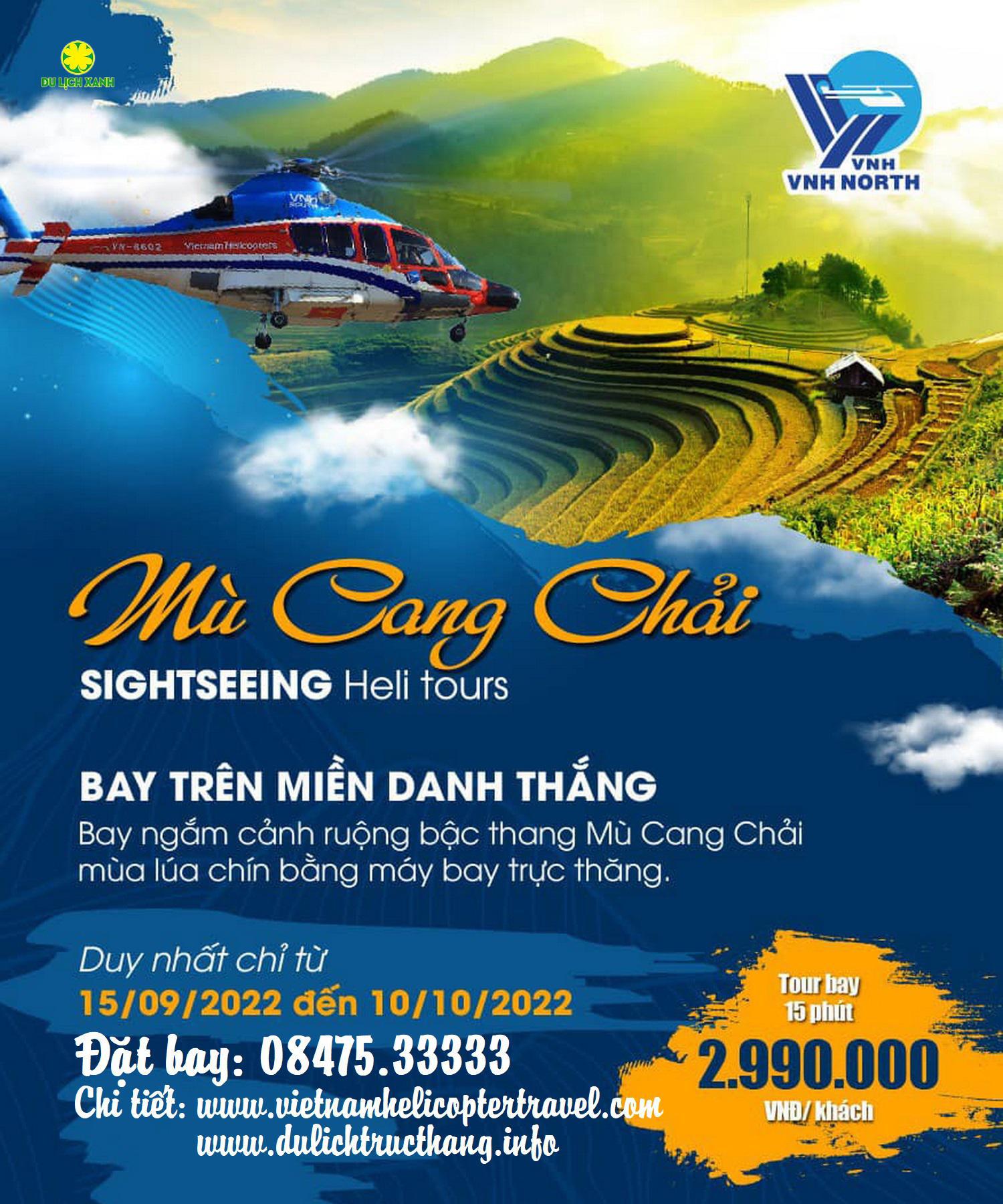 Mở bán tour du lịch trực thăng Mù Cang Chải 2022