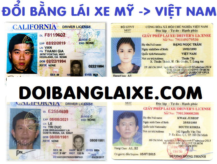 Dịch vụ đổi bằng lái xe Mỹ sang Việt Nam tại Hà Nội, Hồ Chí Minh
