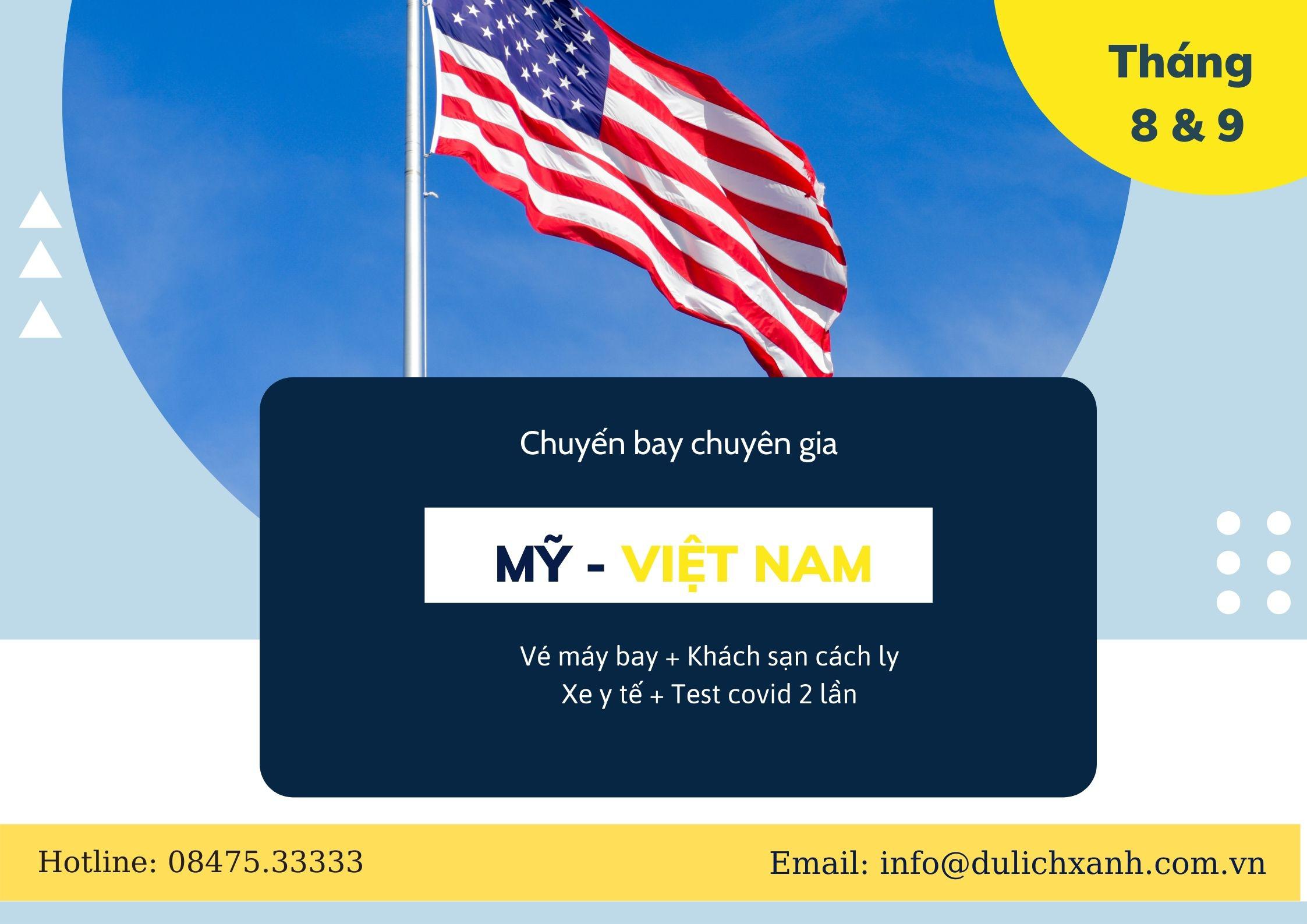 Chuyến bay chuyên gia từ Mỹ về Việt Nam tháng 8 & 9