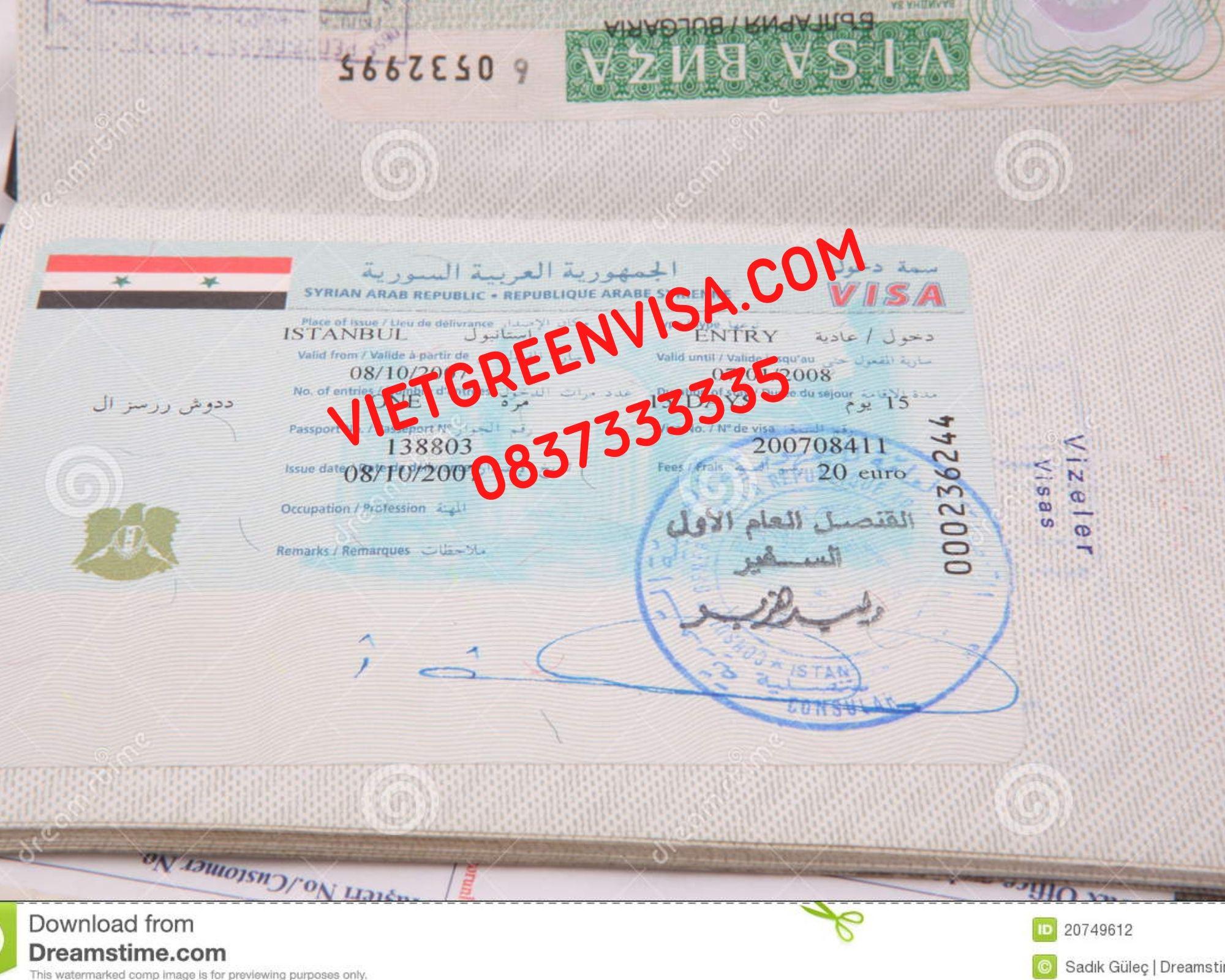 Dịch vụ làm visa Syria du lịch lưu trú 90 ngày giá rẻ