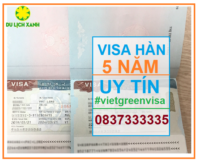 Dịch vụ làm visa Hàn Quốc 5 năm trọn gói tại Hà Nội, Visa Hàn Quốc 5 năm, Visa Hàn Quốc, Viet Green Visa, xin visa Đại đô thị Hàn Quốc