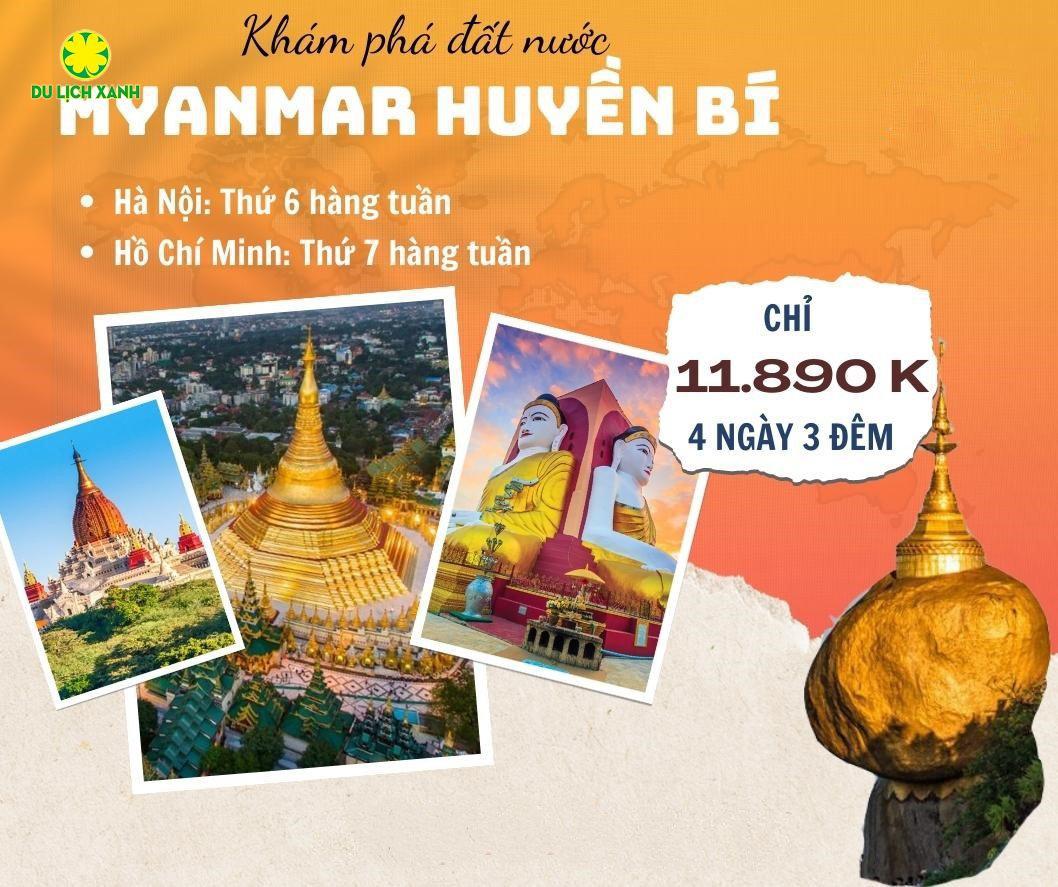 Tour du lịch Myanmar 4 ngày 3 đêm, Du Lịch Xanh, du lịch Myanmar 4 ngày 3 đêm, du lịch Myanmar 2023