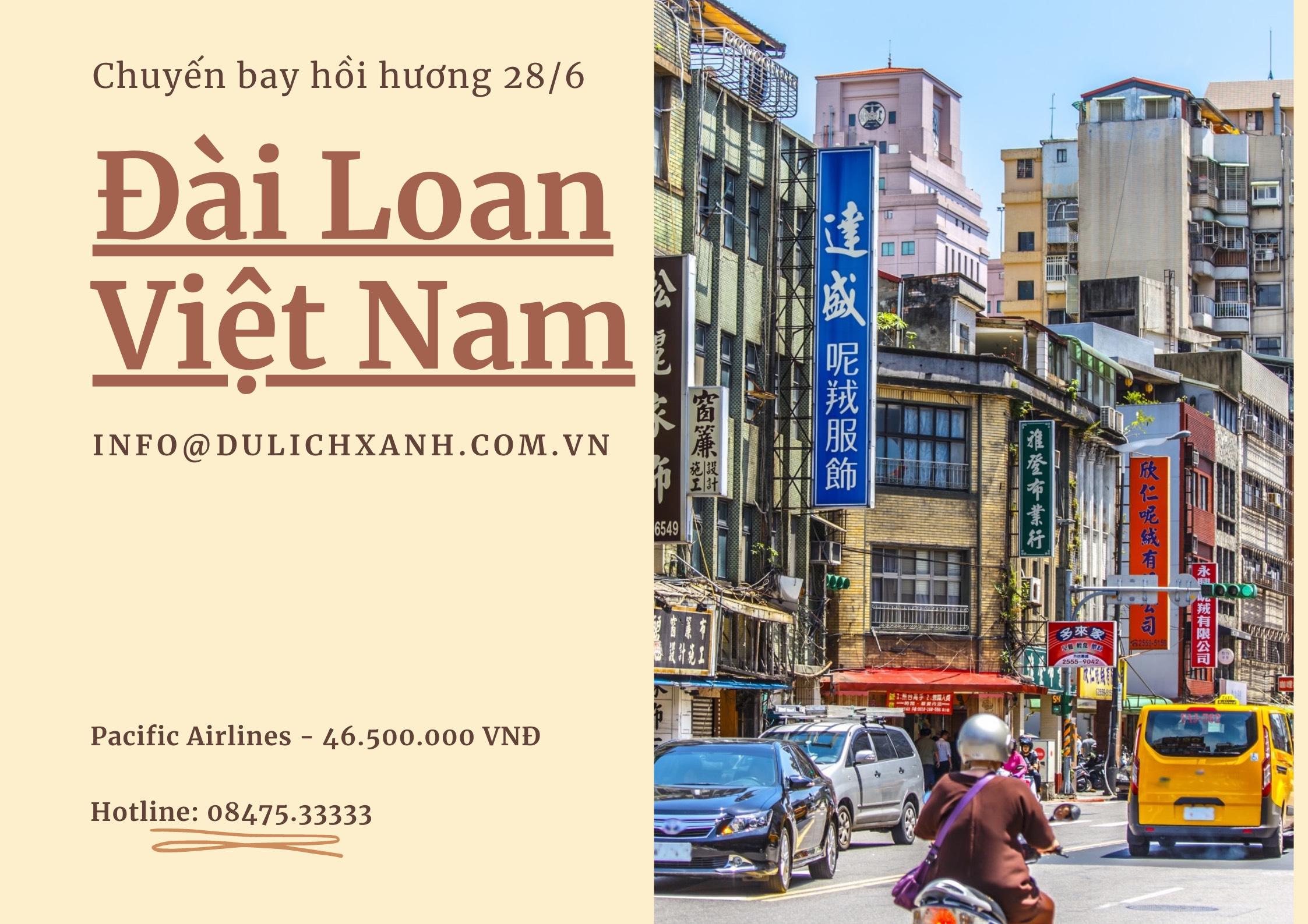 Các chuyến bay từ Đài Loan về Việt Nam tháng 6