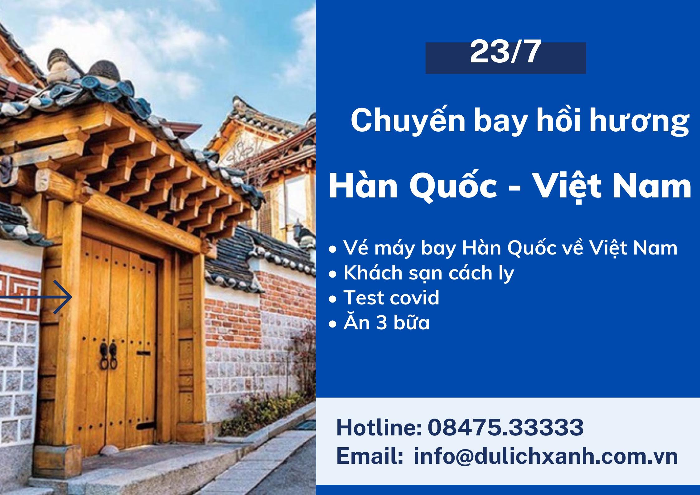 Chuyến bay hồi hương Việt Nam từ Hàn Quốc 23/7