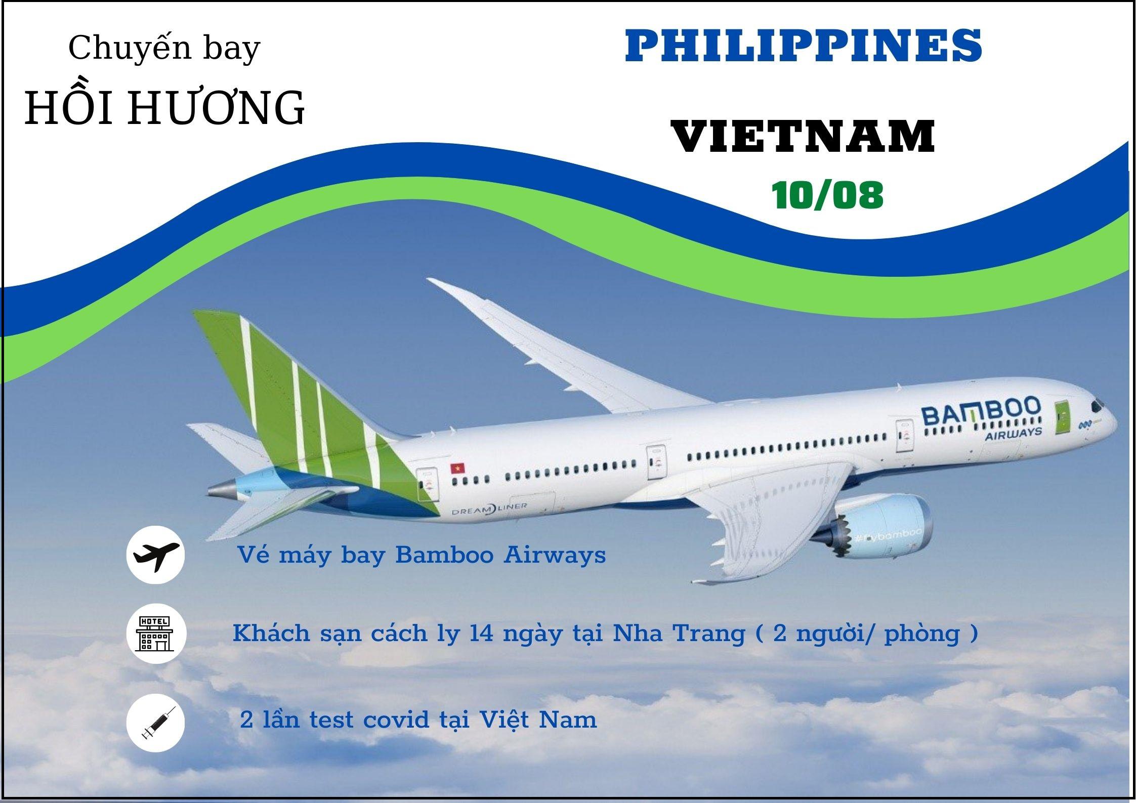 Chuyến bay hồi hương từ Philippines về Việt Nam 10/08