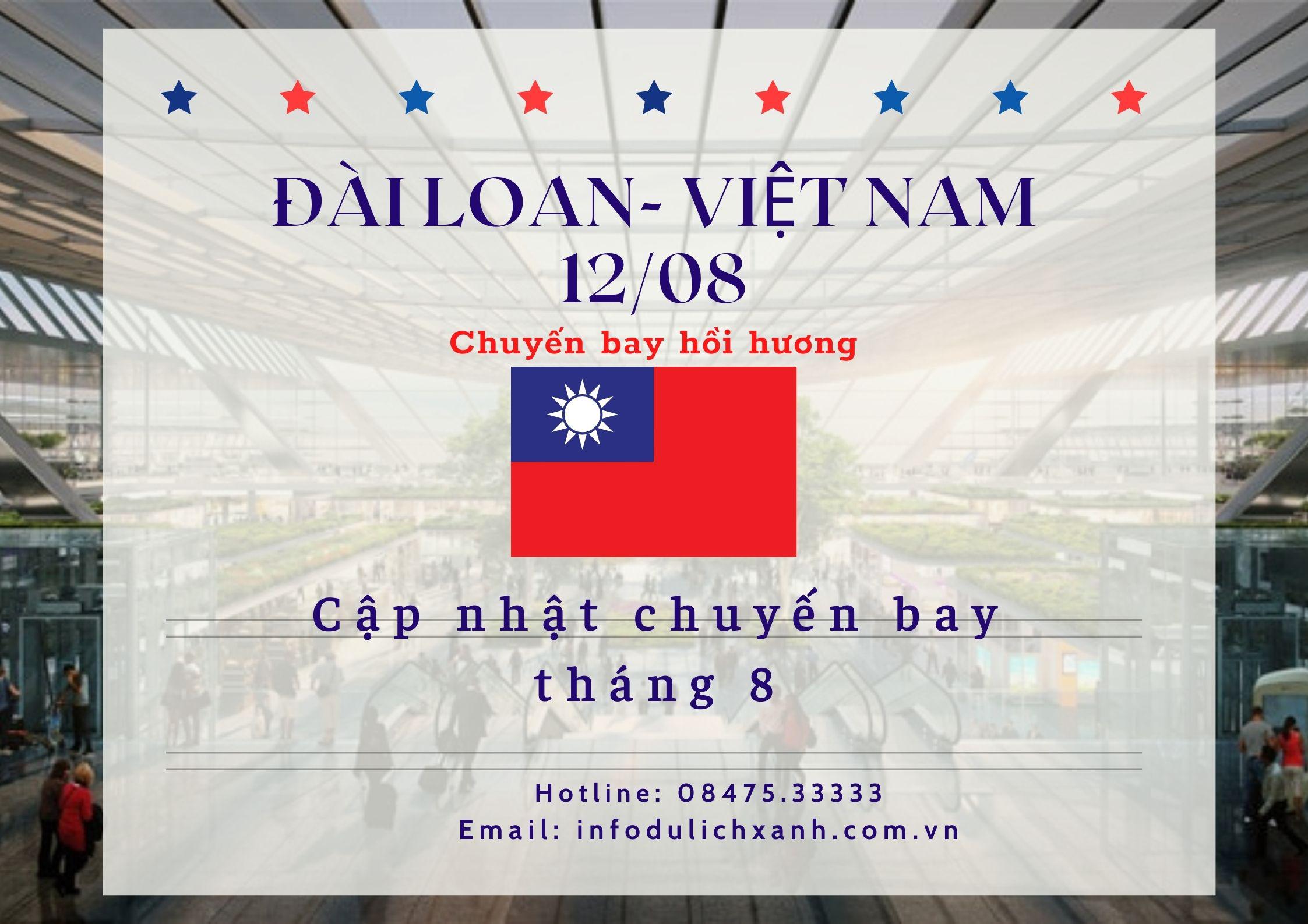 Lịch chuyến bay từ Đài Loan về Việt Nam 12/08