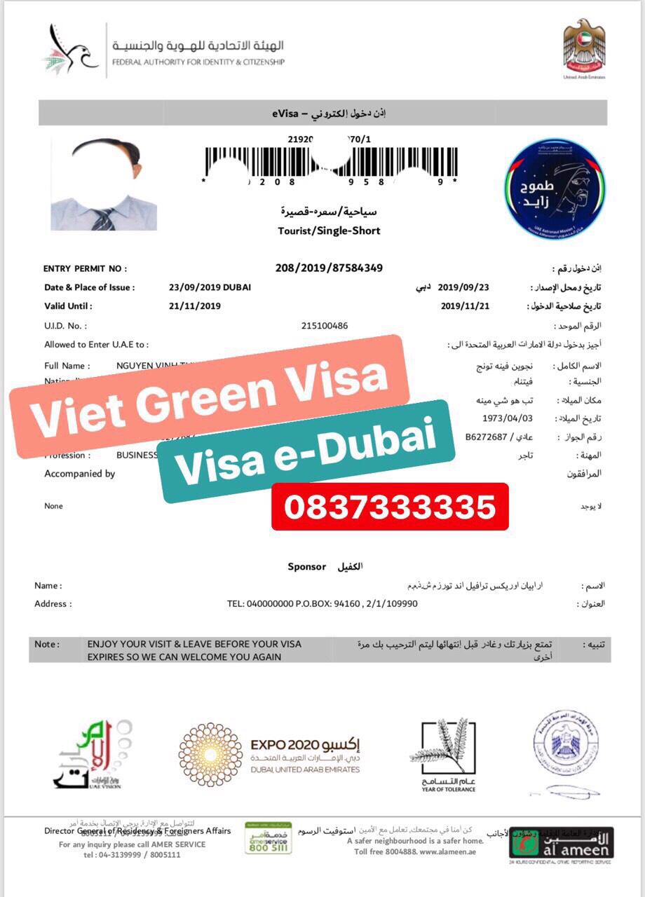 Dịch  vụ visa Dubai lưu trú 30 ngày tại Hà Nội, Hồ Chí Minh