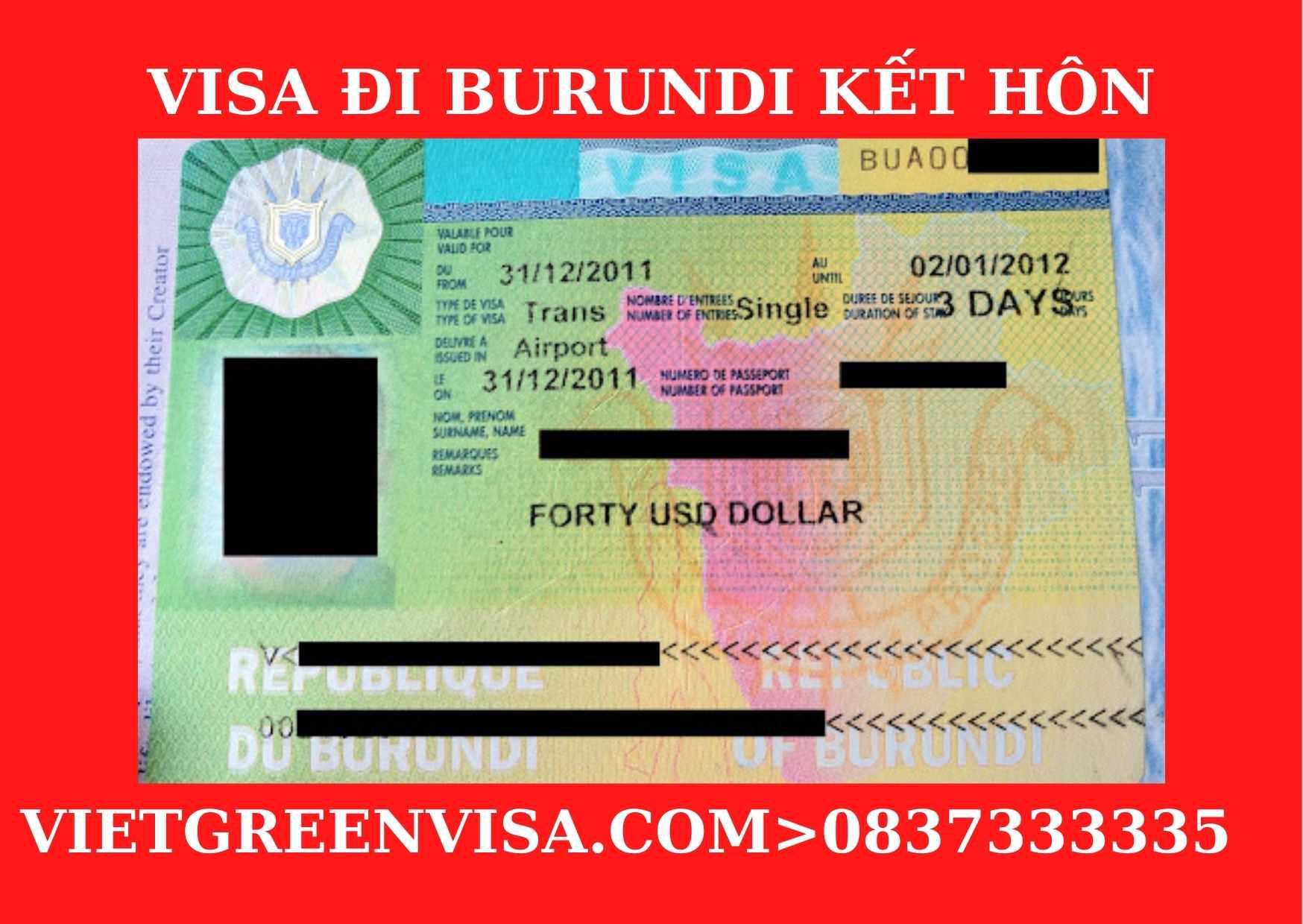 Dịch vụ xin Visa sang Burundi tổ chức đám cưới, kết hôn