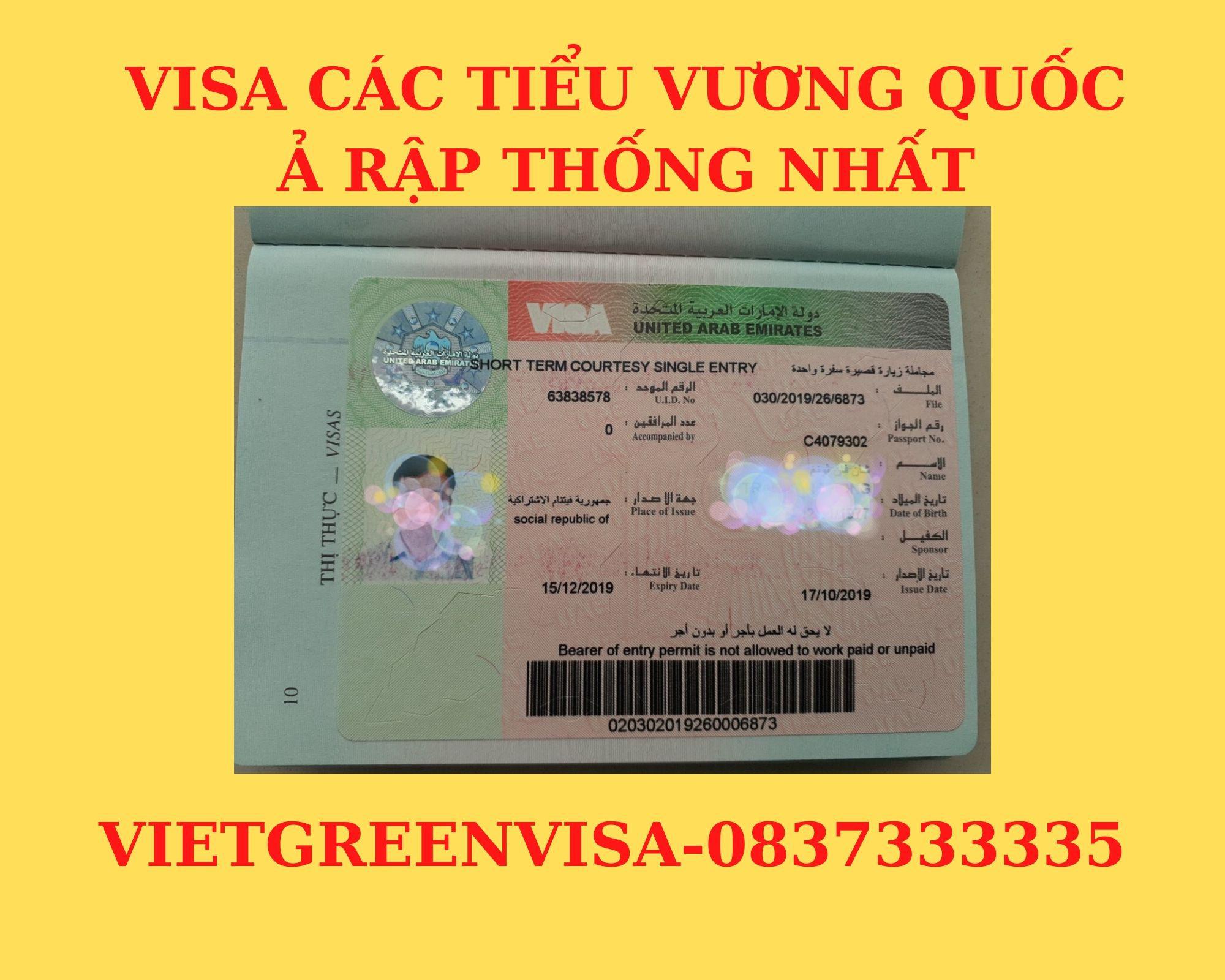 Xin visa du lịch Các Tiêu Vương Quốc Ả Rập Thống Nhất