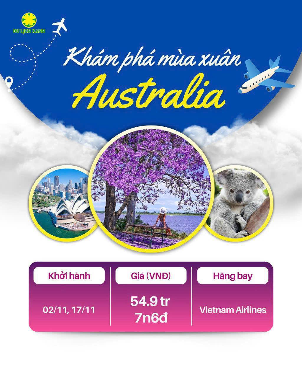 Tour Du Lịch Úc Mùa Hoa Phượng Tím 7 Ngày 6 Đêm: Sydney – Canberra – Melbourne – Bachuss Marsh – Ballarat – Dandenong